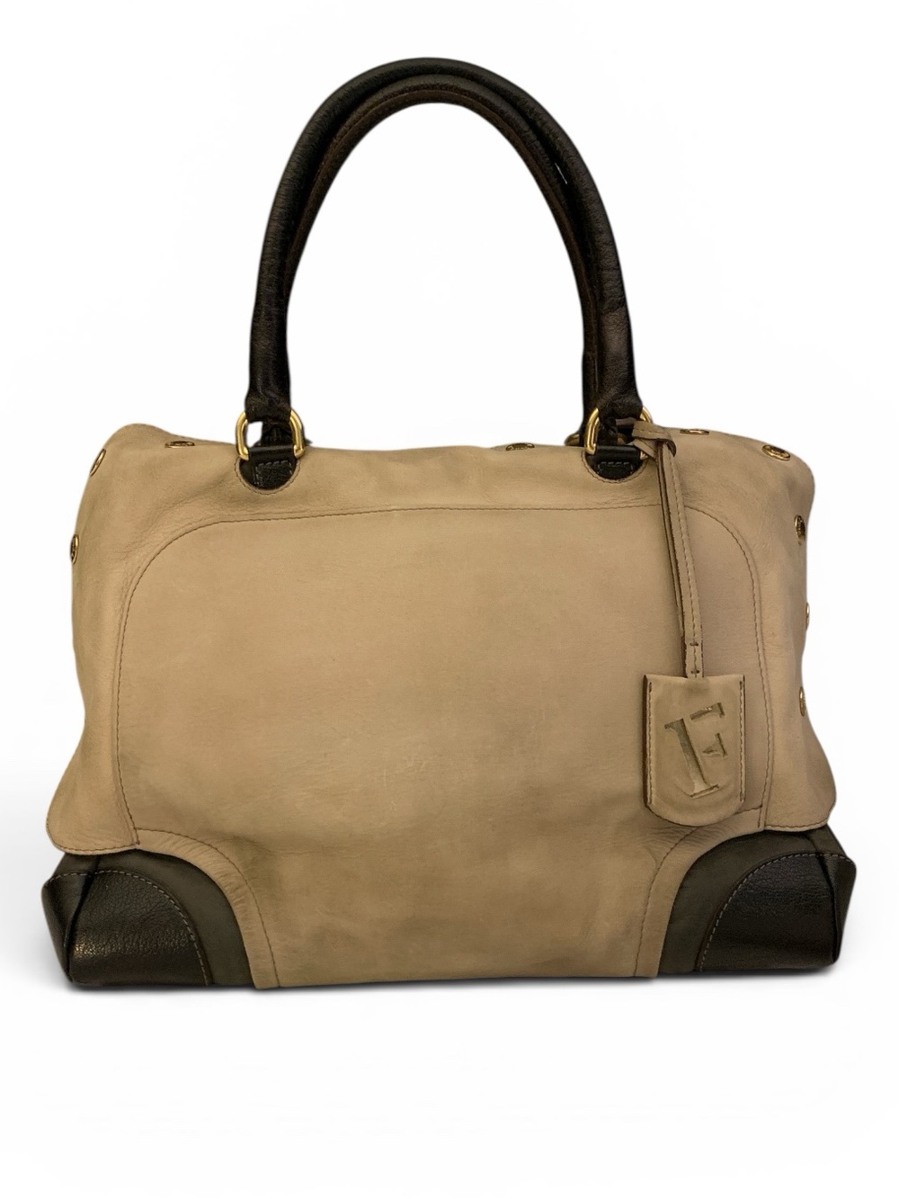 FURLA Royal Popper Two-Tone Leather Satchel